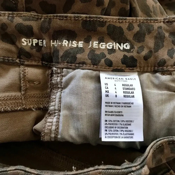 American Eagle NWOT Leopard Print Super Hi-Rise Jegging Various - Picture 11 of 12